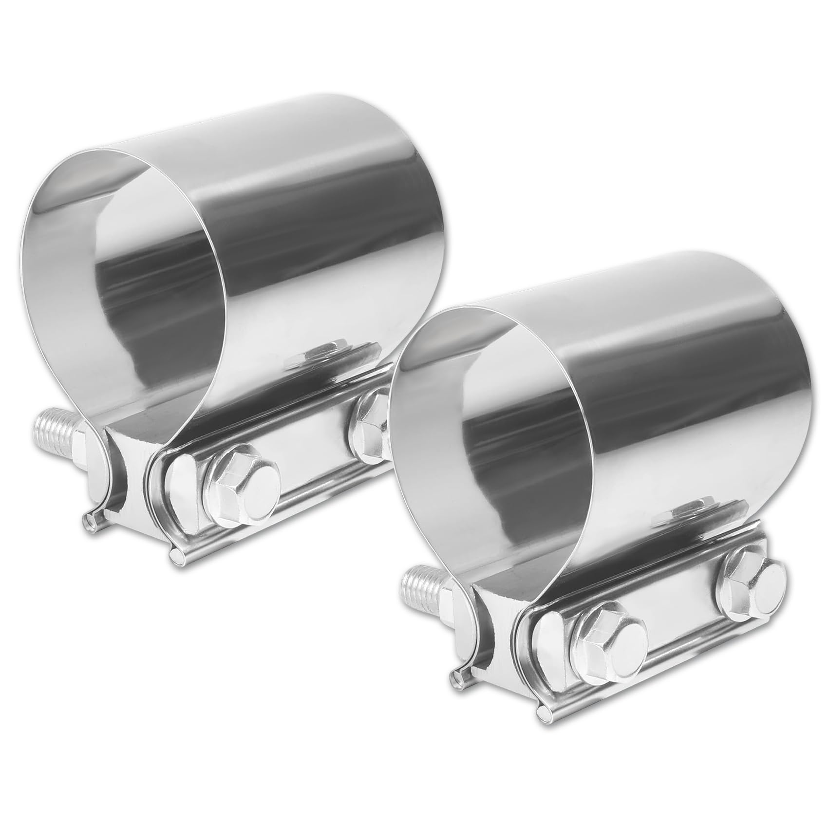 3 Inch Exhaust Clamp, 2Pack 3" Joint Exhaust Pipe Muffler Clamp Band 304 Stainless Steel Universal Car Accessories for Muffler Pipe Repair, Catalytic