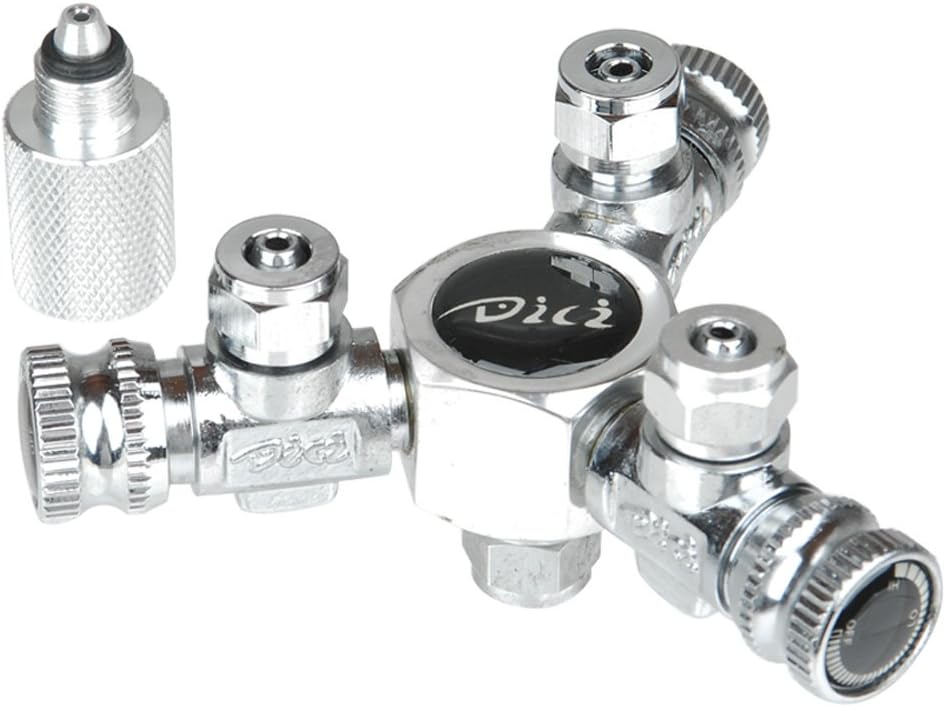 DICI Aquarium CO2 3 Way Splitter for Solenoid Regulator & Cylinder Silver by DICI