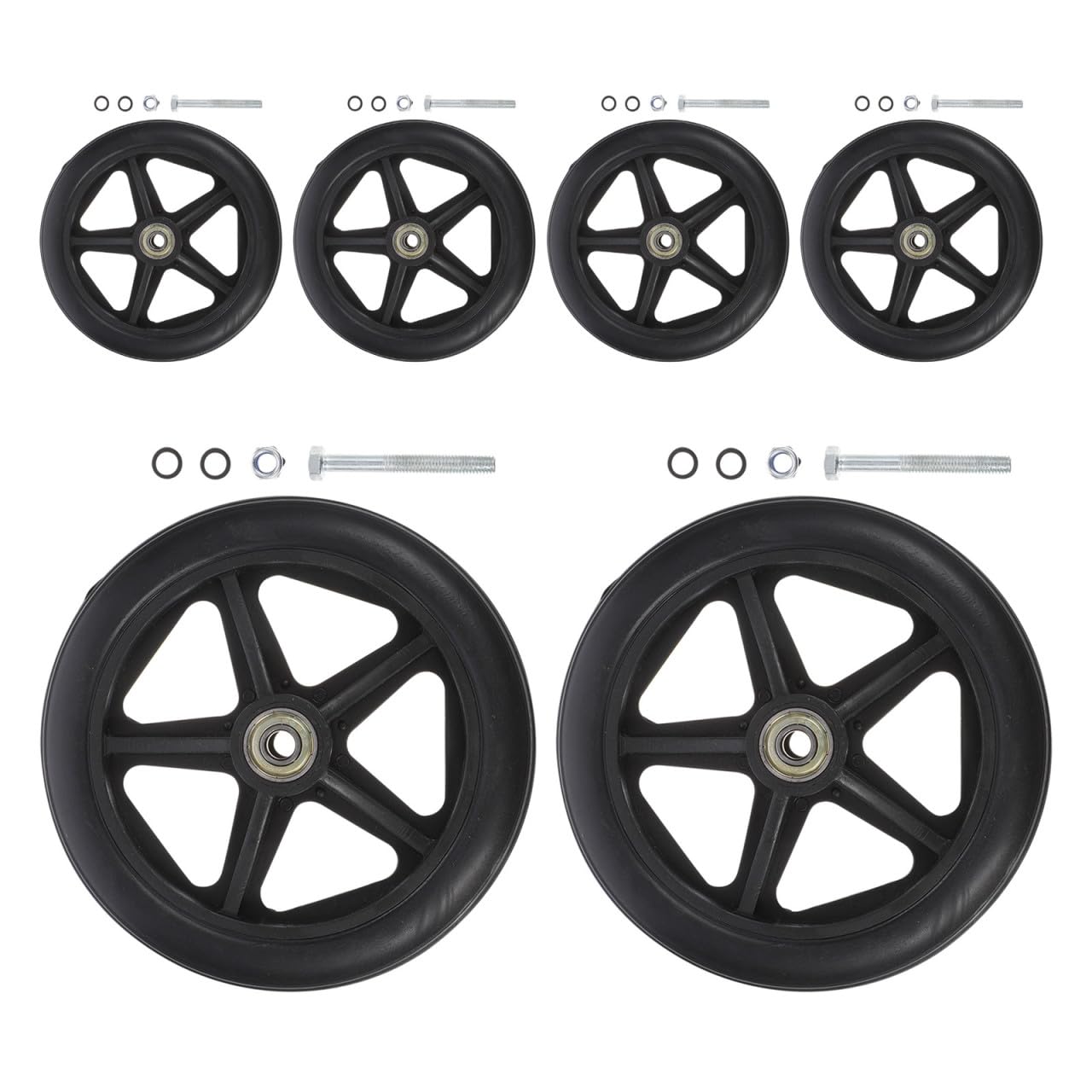Abaodam Juego de Repuesto para Andador con Rodamientos y Tornillos Preinstalados, Material Abs y Acero, Diseño Seguro para Superficies Planas Interiores y Exteriores