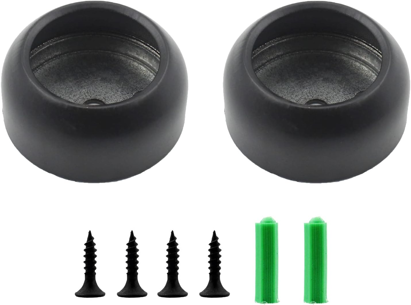 Stainless Steel Closet Pole Sockets, ULIFESTAR Heavy Duty Closet Rod End Supports Spherical Flange Rod Holder with Screws for Wardrobe Bracket Shower Curtain Rod Flange Socket Kit-DIA 25mm/1'' Black DIA 25mm/1'' 2