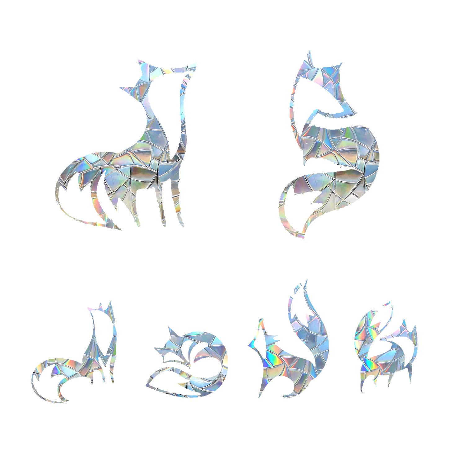 Fox Anti-Collision Window Clings - Glass Alert Prism Decals - Prevent Birds Strikes – Decorate Your Glass Doors, 24 Pieces, JD016HULI