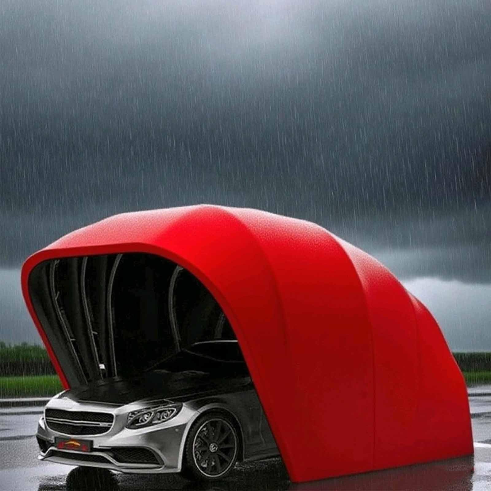 Foldable Retractable Car Awning, Semi-Automatic Durable Shelter with Metal Lock and Enhanced Base for All-Weather Outdoor Garage Protection