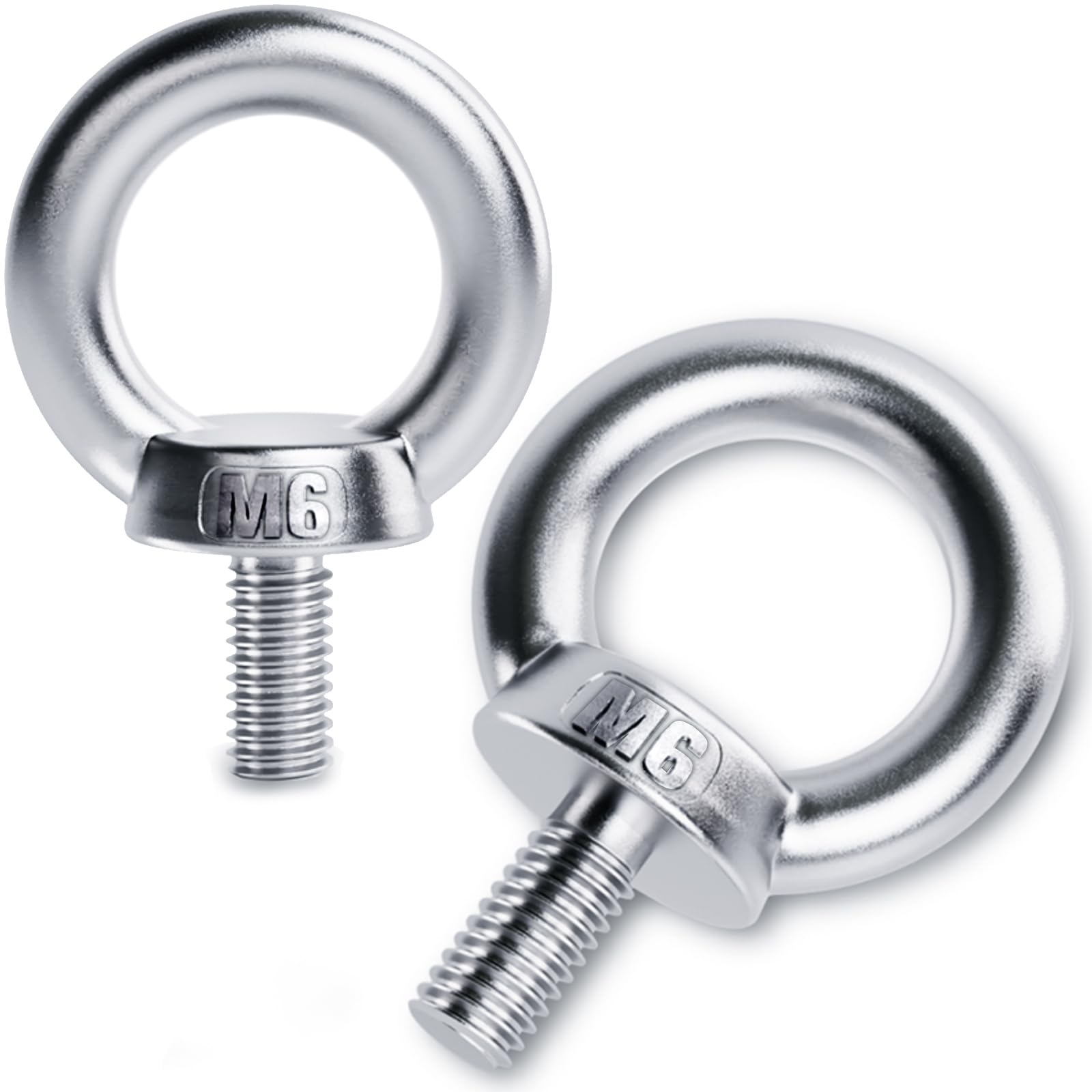 Vite ad anello M6, 6 pezzi viti ad occhiello, in acciaio inox 304, vite ad anello con filettatura, vite ad anello in acciaio inox per tecniche di fissaggio e vari dispositivi di sollevamento