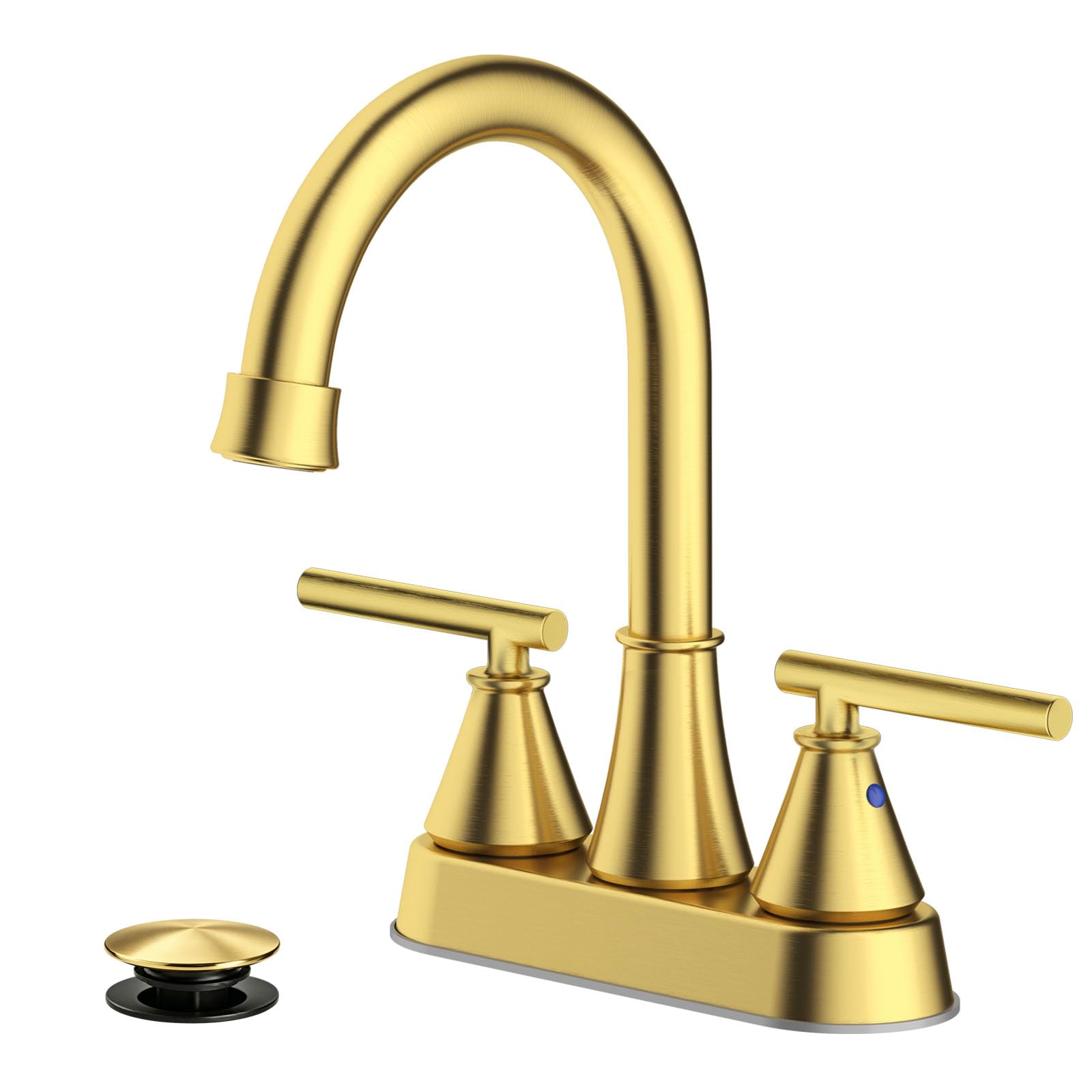 Bathroom Sink Faucet 4 Inch 2 Handle Centerset Brushed Gold Lead-Free Modern Bathroom Faucet Vanity Faucet with Pop-up Drain Stopper and Supply Hoses — Amazon image 12