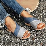 Oaimmk Damen Sandalen Casual Damen Sommer Wedge Peep Toe Pantoletten Flache Schuhe für Indoor Outdoor,A,38