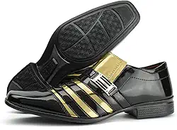 SAPATO SOCIAL MASCULINO GRJ SHOES PRETO COM DOURADO