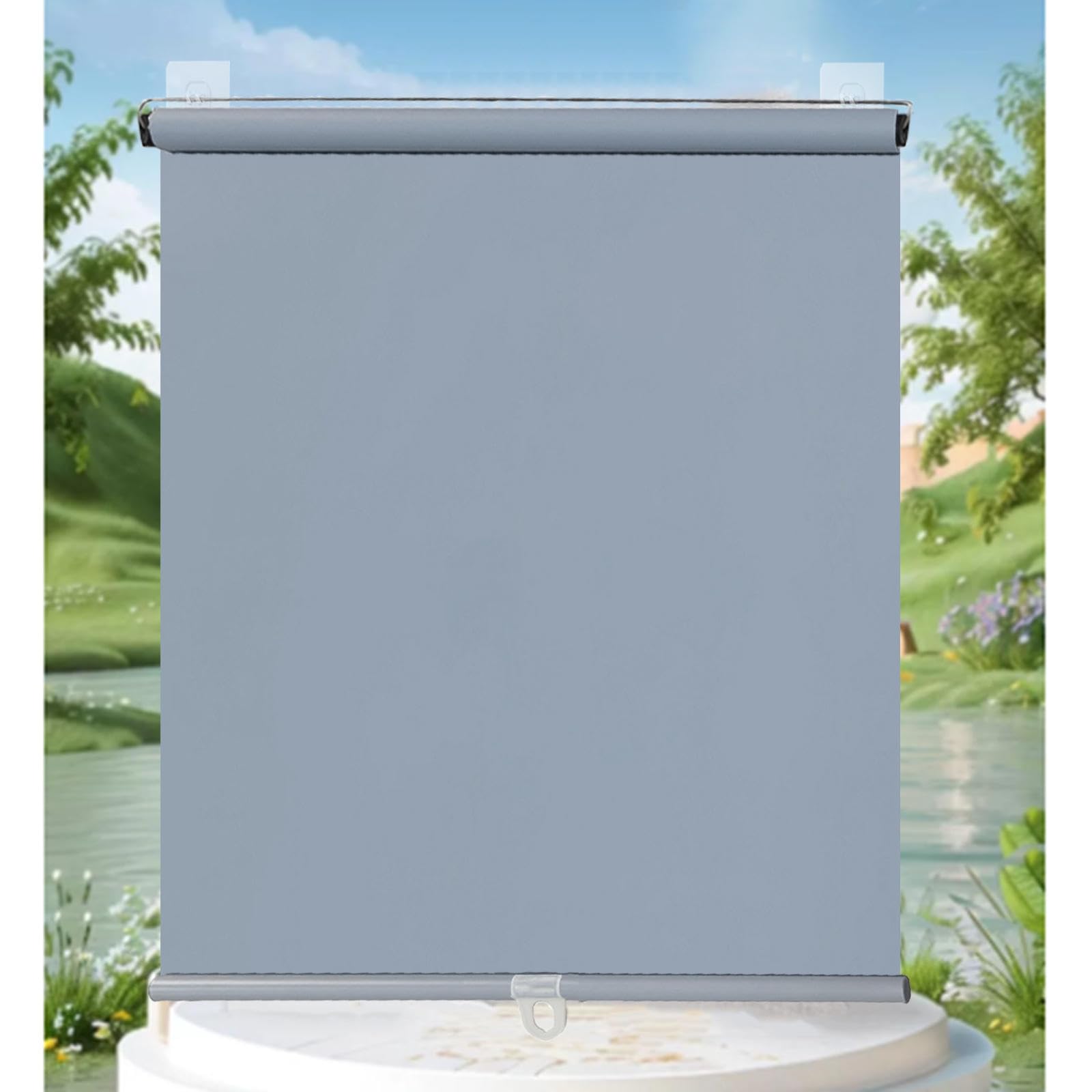 Store enrouleur occultant Tempora sans perçage - Protection de l'intimité pour maison, cuisine, balcon - 68 x 125/110 x 150 cm - Gris 145 x 200 cm - Installation facile et blocage de la lumière