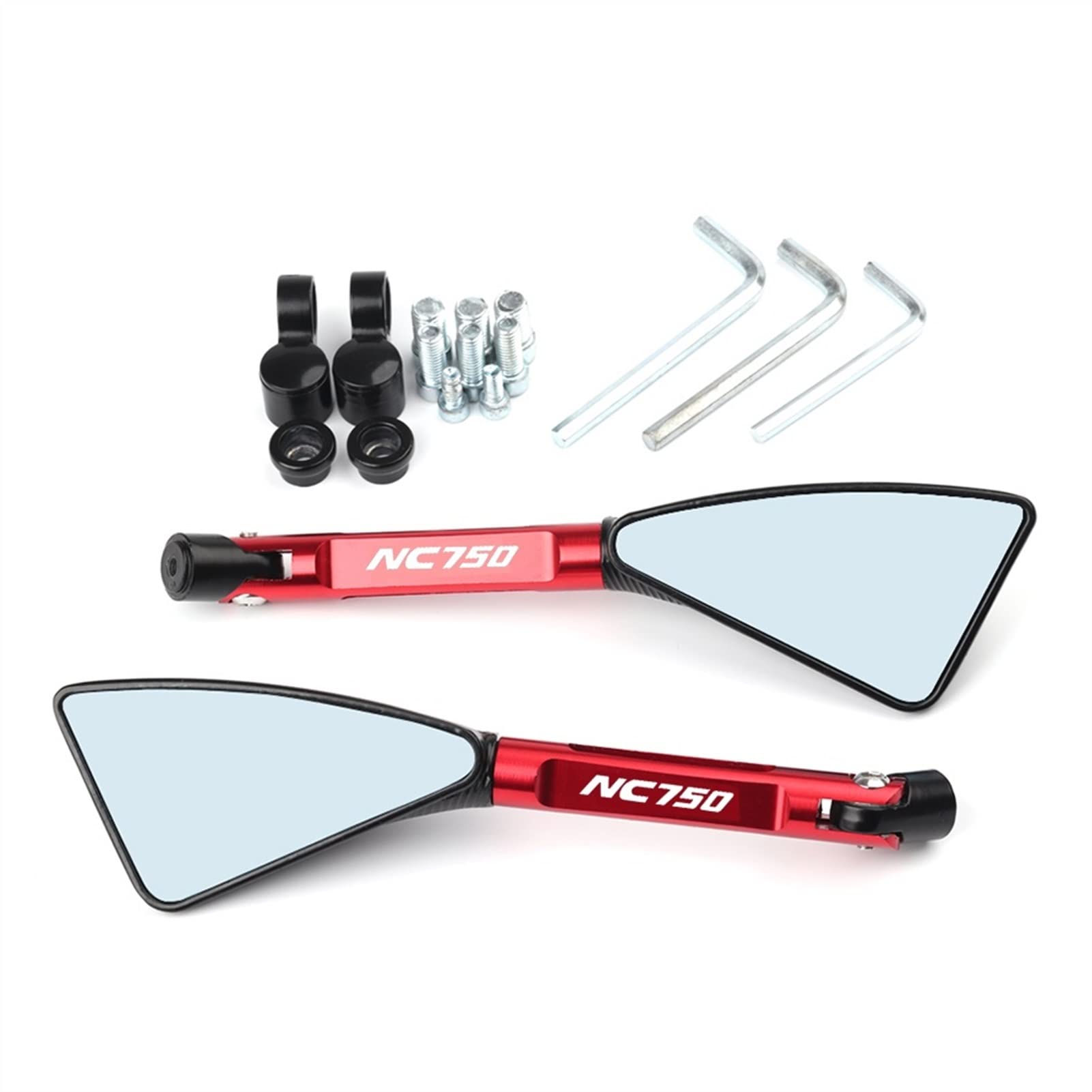 YXSM Motorcycle Triangle Rear View Mirror CNC Aluminum Blue Anti-glare Lens Side Rearview Mirrors With Logo For Honda NC750X NC750S NC750 NC 750 2014-2020 (Color : Red)