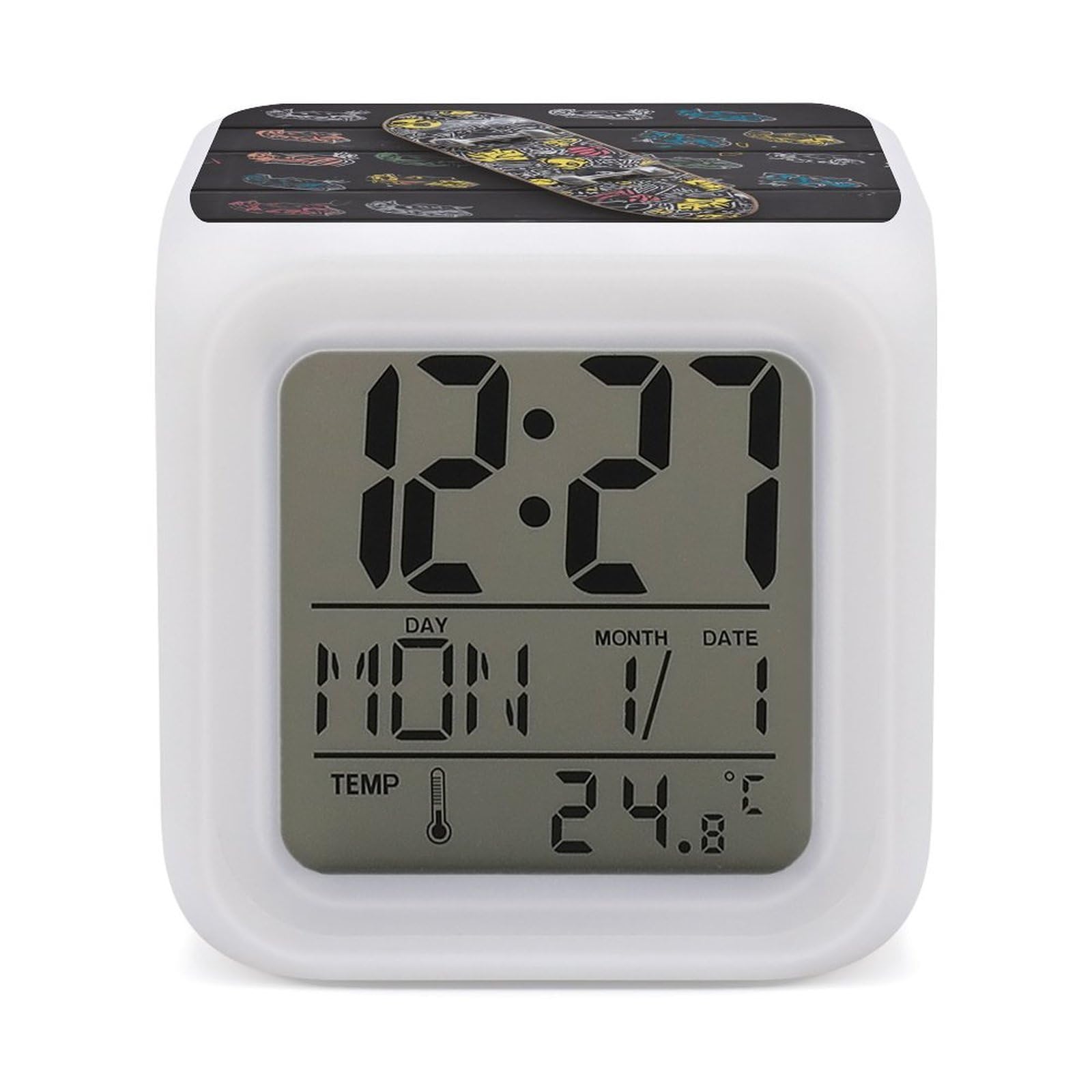 Reloj despertador con graffiti y luces LED para decoración multicolor nocturna