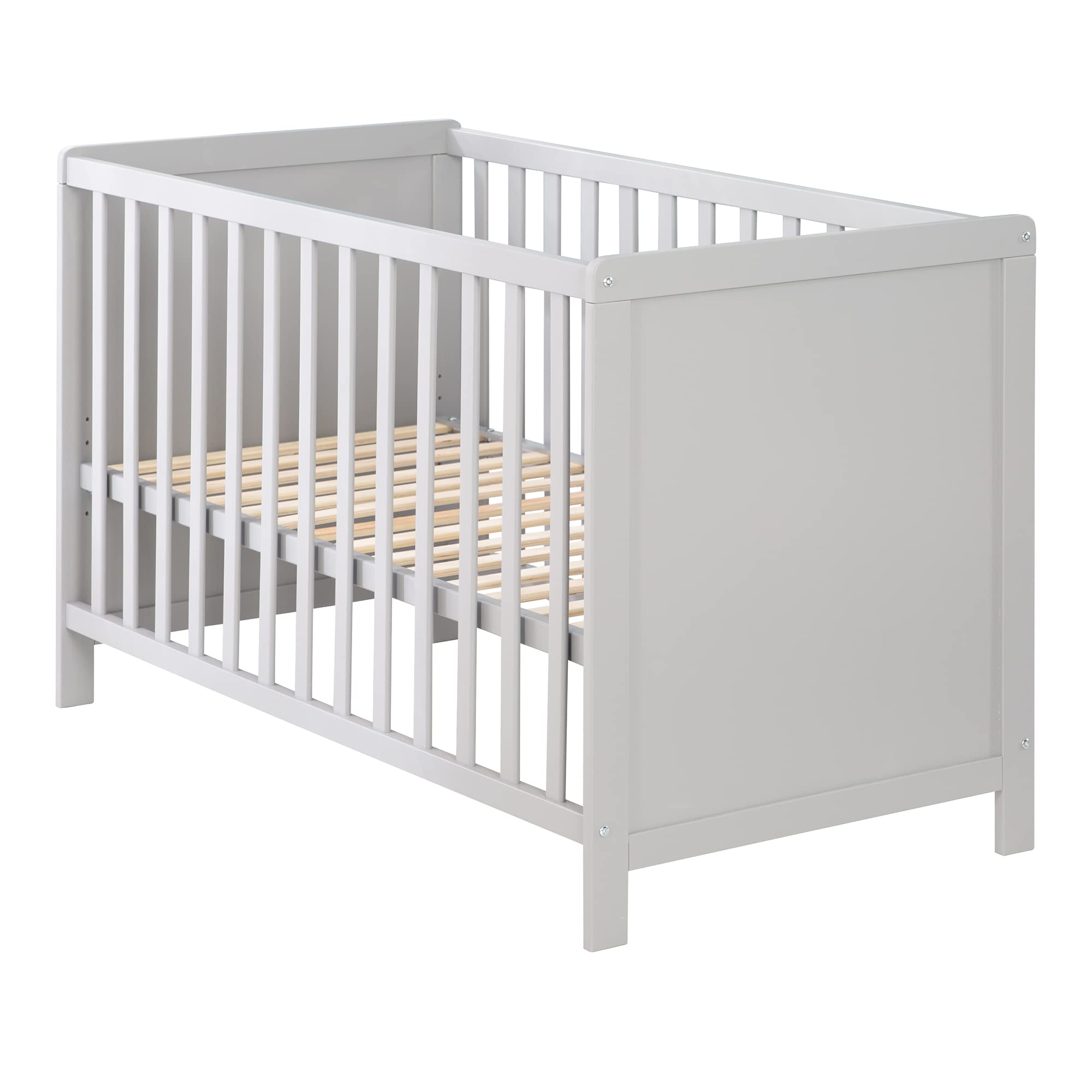 roba Zestaw pokoju dziecięcego 2-częściowy - Komoda z odpinanym blatem do przewijania + Łóżeczko dziecięce 60 x 120 cm z funkcją jako łóżko przyściennie - Drewno szare