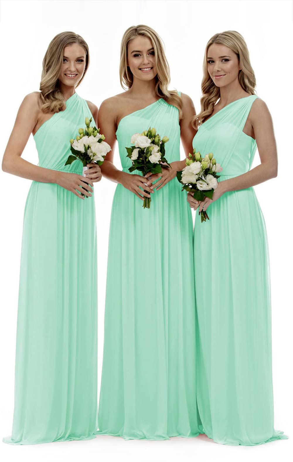 Lecureler Women's Mint Long One Shoulder Prom Bridesmaid Dress Size 22