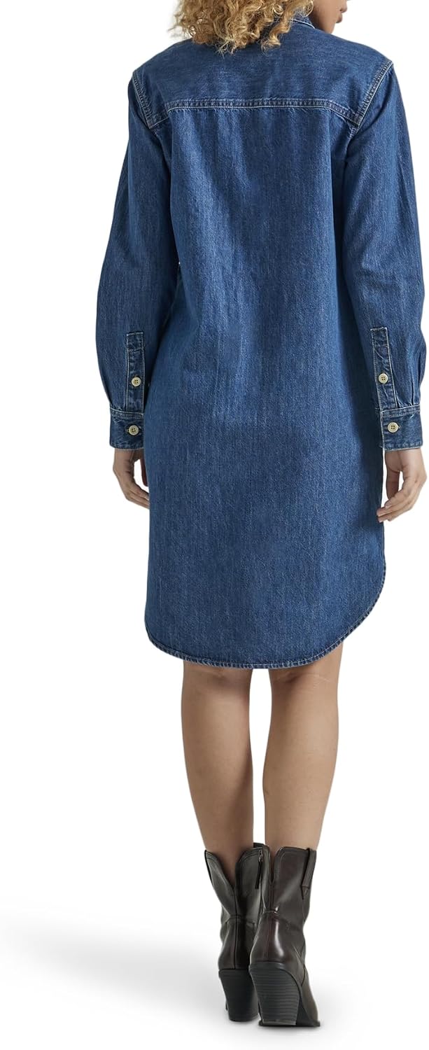 white christmas dresses Kiriko Custom Patched Lee Shirt Dress, Denim, L main image 0