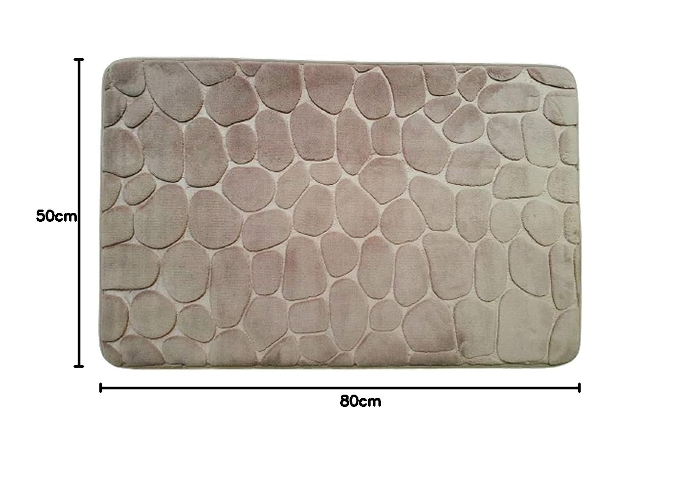MadeInNature Tappeto in microfibra per bagno, antiscivolo in memory foam, disegno Galet 50 x 80 cm, colore nero, grigio scuro, talpa, blu anatra, fucsia (talpa, 2)