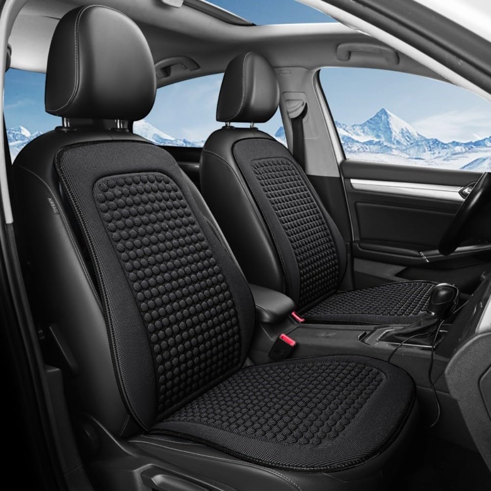 Tapis rafraîchissant en tissu de soie pour sièges avant de voiture, conçu pour améliorer la circulation de l'air et fournir un soutien rafraîchissant pendant les journées chaudes (noir)