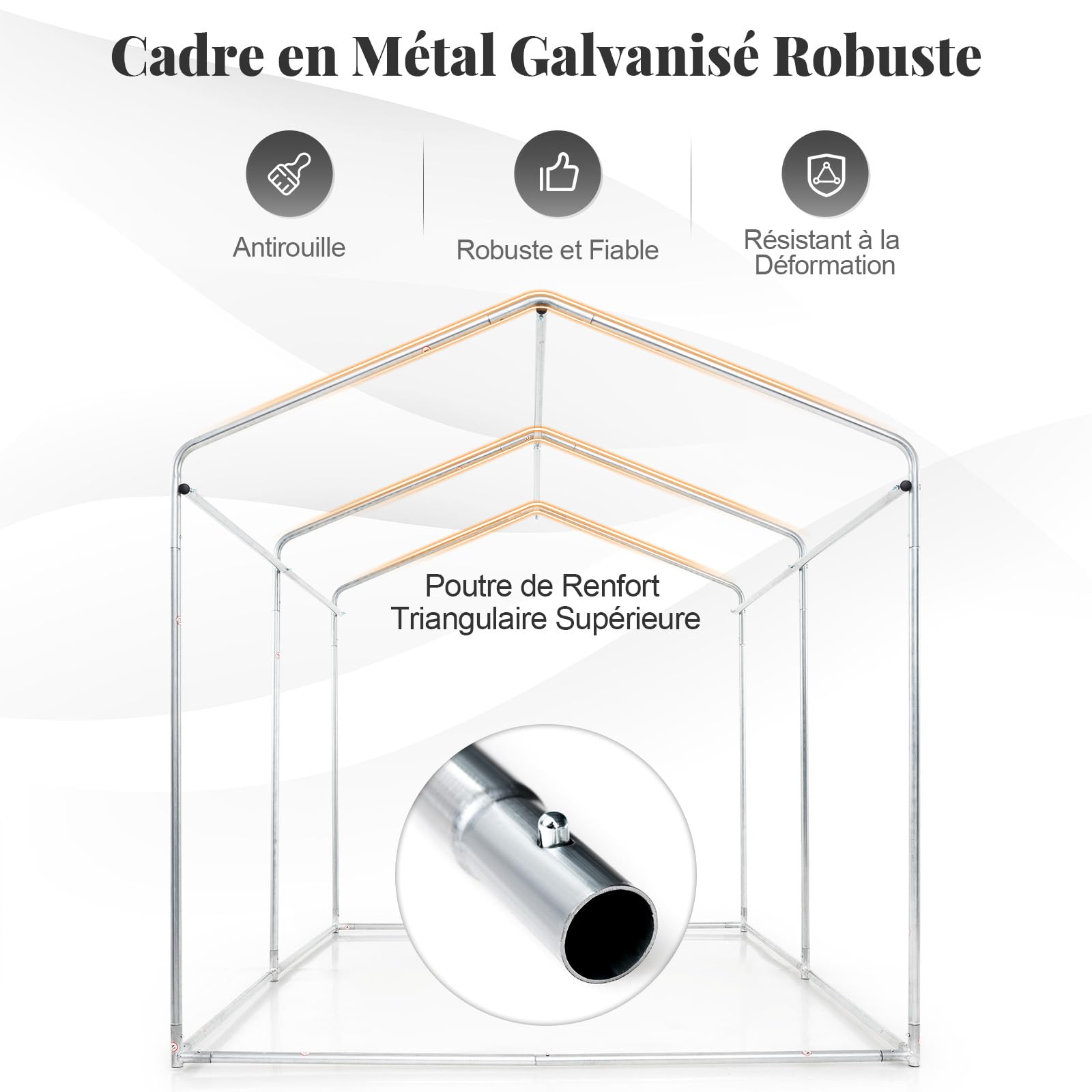 GYMAX Abri pour Motos, Vélos, Outils, Abri Extérieur Jardin Imperméable avec Porte Enroulable à Fermeture Éclair, Tente de Garage Protection,160x218x164CM