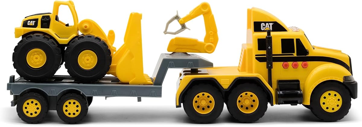 CAT Construction Toys, CAT Construction Heavy Mover, semirremolque y remolque con minicargador de ruedas, luces y sonidos, a partir de 3 años