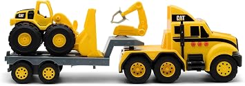 CAT Construction Toys, CAT Construction Heavy Mover, Semi Truck and Trailer with Mini Crew Wheel Loader, Lights and Sounds, Ages 3 and up