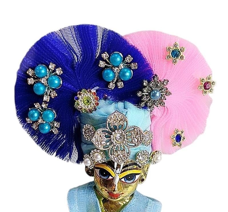 Image of Partish Laddu Gopal Poshak with Pagdi Size 1 l Ladoo Gopal Dress l Bal Gopal l Kanha Ji Thakur Ji Heavy Dress (Blue, Size 1)