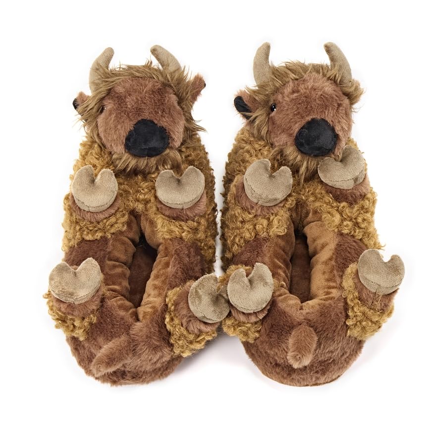 Image of Women's Animal Plush Slippers, Cute Cozy Fuzzy House Shoes Non-Slip Sole
