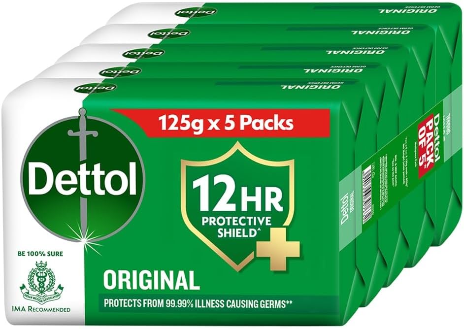 Original Germ Protection Bathing Soap Bar (625gm) | Kills 99.99% germs, 125gm , Pack of 5