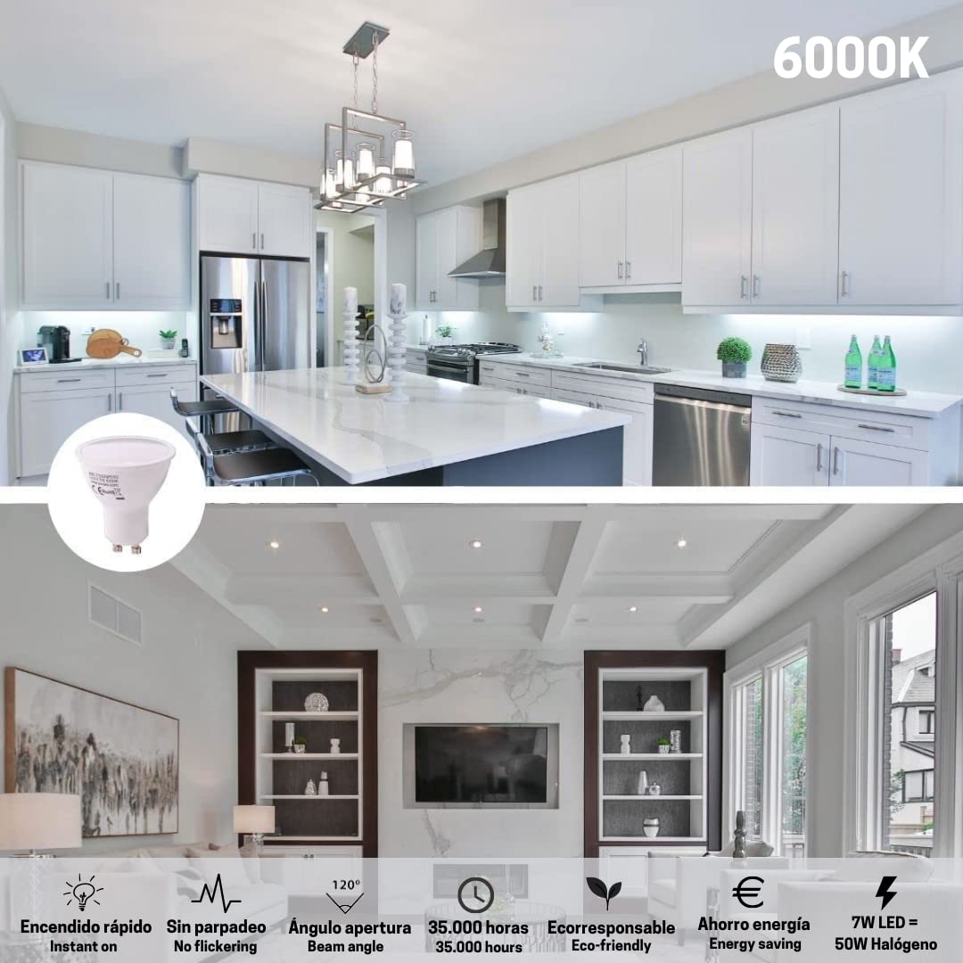 JANDEI - Lampadina LED GU10 Da 7 W, Luce Bianca Neutra 4200 K Confezione Da 2 650 L