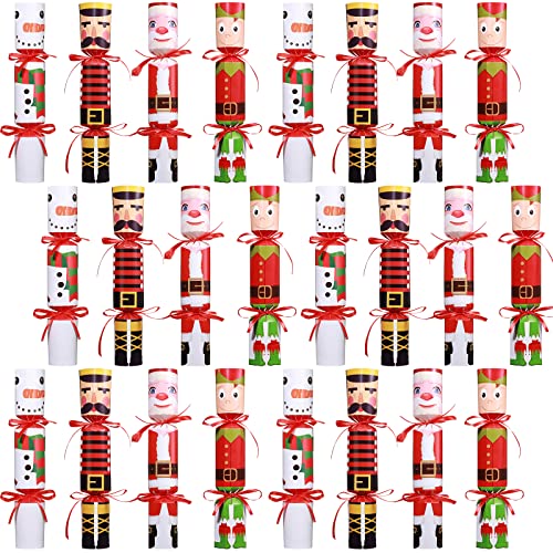 TaoBary 24 Pcs Christmas Crackers Christmas No Snap Party Table Favors with Prizes Holiday Table Favors Xmas Crackers DIY Christmas Table Favors Set for Kids Adults No Snap Party Supplies