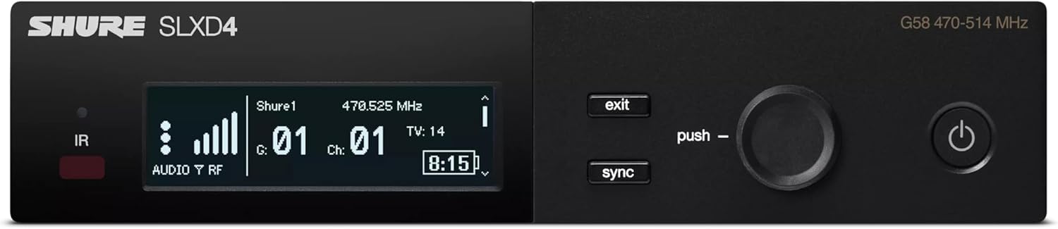 Shure SLXD24/K8B Digital Wireless Microphone System - Includes SLXD2 Handheld Transmitter with KSM8 Black Vocal Mic Capsule and SLXD4 Single Channel Rack Mount Receiver | G58 Band (SLXD24/K8B-G58)