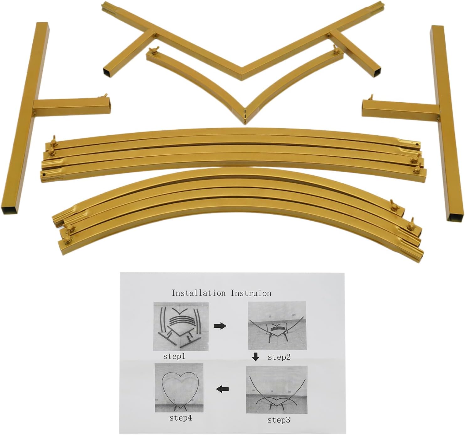 Heart Arch Rack Kit, 6.89ft (210cm) Metal Wedding Heart Arch Stand, Heart-Shaped Love Balloon Column Arch Frame for Valentine's Day, Birthday Party Background Decorations Supplies (Gold)