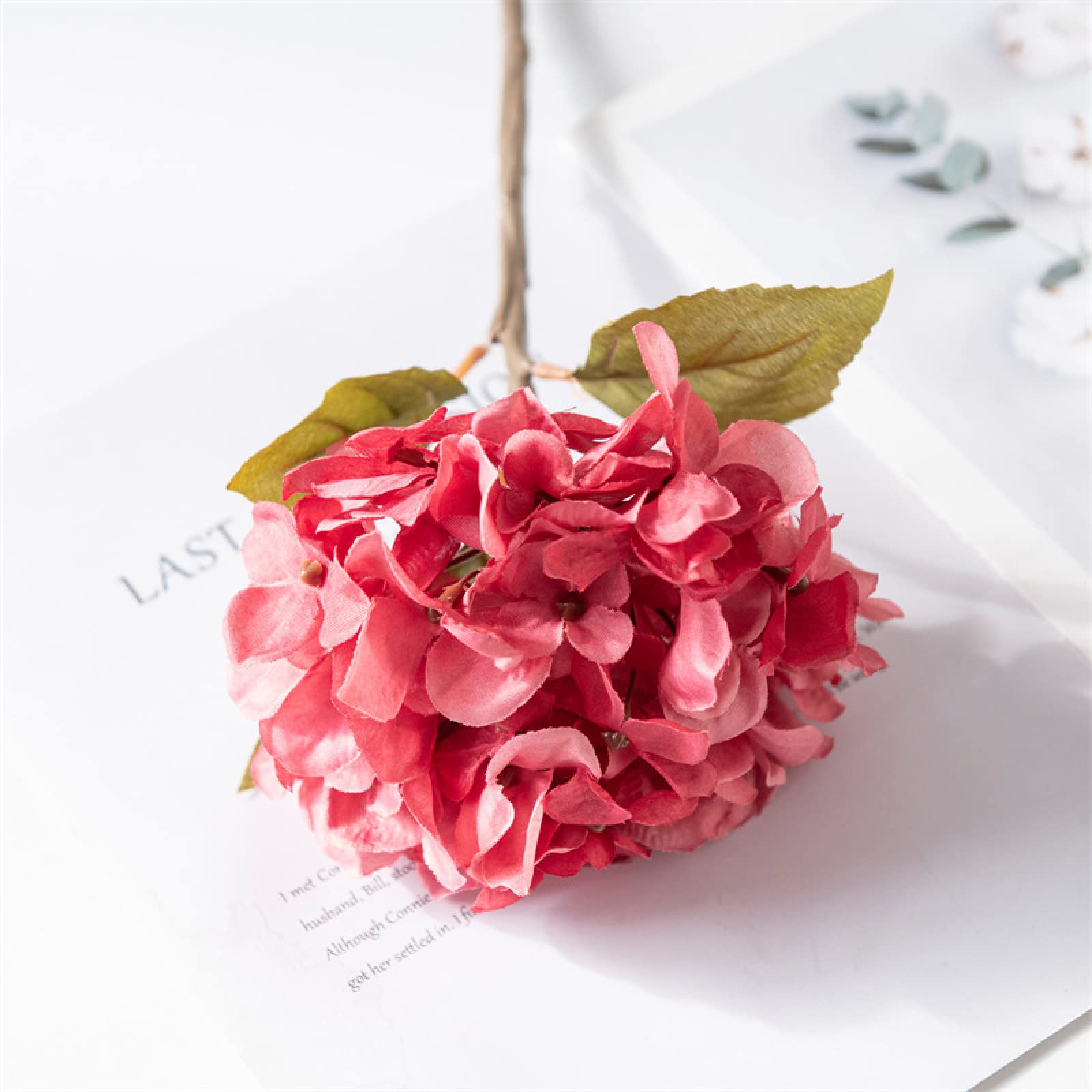4 Pcs two-leaf hydrangea Bouquets Artificial Flowers for Wedding Birthday Party Table Centerpieces Floral Arrangement Home Kitchen Decor