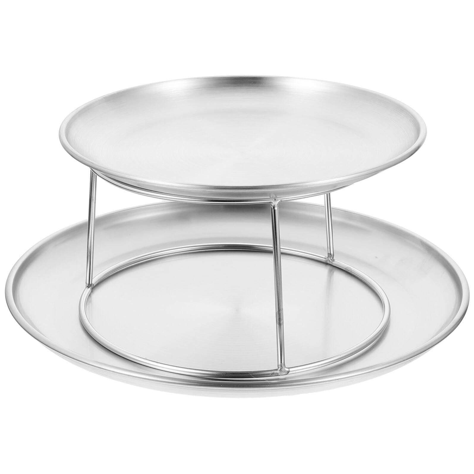 OUNONA Vassoio Portata Pratica e Resistente in Acciaio Inossidabile per Dolci Design Semplice e Chic a Doppio Strato Colore Argento Adatto per Feste di Matrimonio e Natale