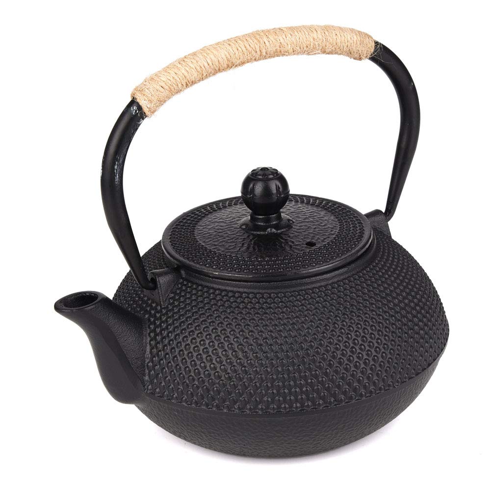 Meilleure théière japonaise en fonte avec infuseur à thé en acier inoxydable 1000 ml, Fonte, Noir, 1L