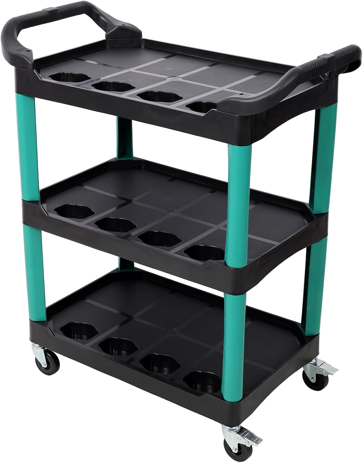 3 Tier Detailing Cart with Wheels,Rolling Detail Carts with 300 lbs Capacity,Tool Cart for Detailers Garage, Workshop, Repair Shop, Storage Tool(Green)