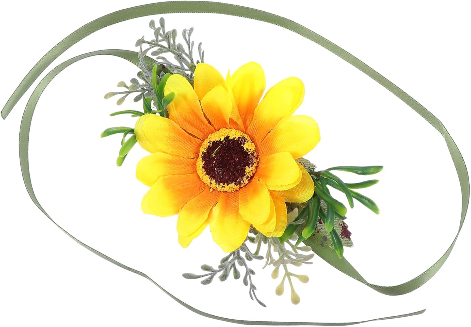 MAGICLULU 2pcs Sunflower Wedding Corsage and Wrist Flower Floral Boutonniere for Bride Bridesmaid Flower Girl for Rustic Wedding Decor