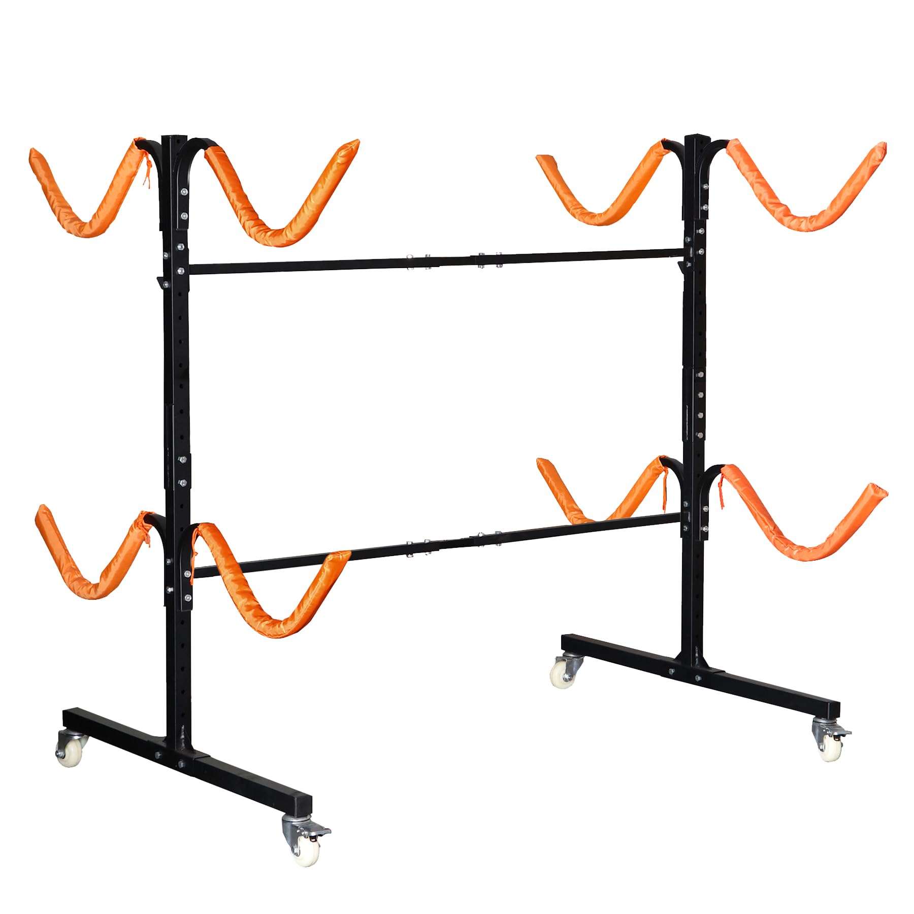 Freestanding Kayak Storage Rack 2 Kayaks/4 Kayaks, Kayak Racks for Outdoor Storage with Movable Wheels, Kayak Stand Heavy Duty Storage Wide Adjustable for Kayak, Canoe, SUP and Surfboard