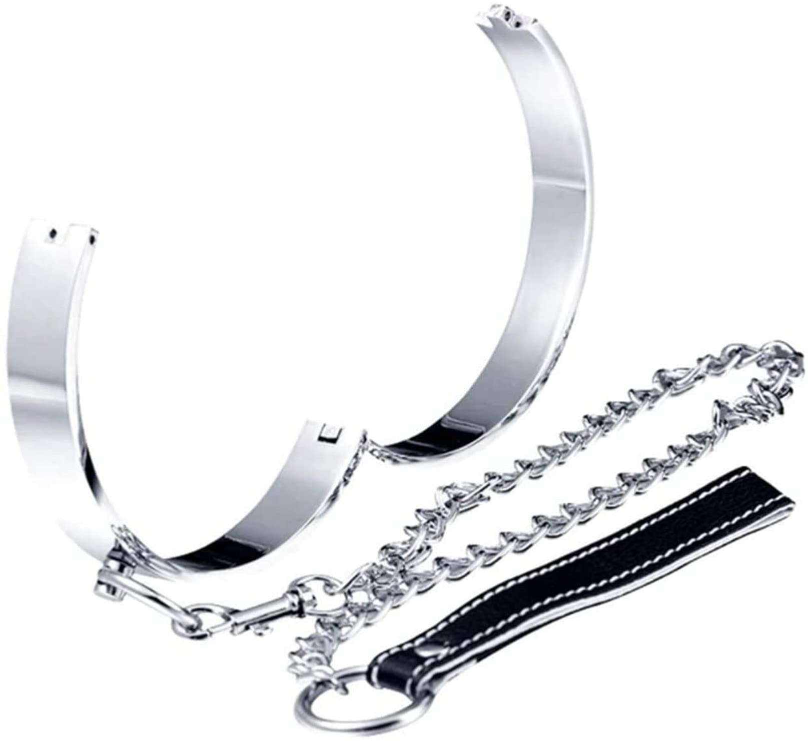 3 Pcs Set Metall Fußfesseln Handschellen Halsband - Komplettes Edelstahl Bondage Kit/Fesselset für Hals, Hände und Füße - Slave Fetish Erwachsene BDSM Sexspielzeug,Frau/3 set,Silber