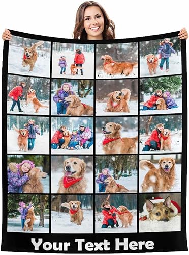 Manta personalizada con fotos, manta personalizada con nombre, texto, 17 fotos, manta personalizada, manta suave para amantes de la familia,