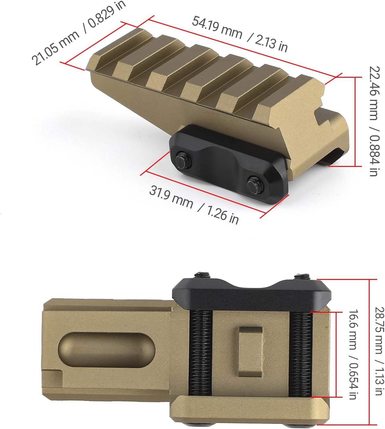 Red Dot Riser Mount with Pressure Switch Wire Slot for T1 T2 Optic Sight Scope NGAL PEQ DBAL Laser Tactical Flashlight, Mini Optics Riser Mount for 20mm Picatinny Rail