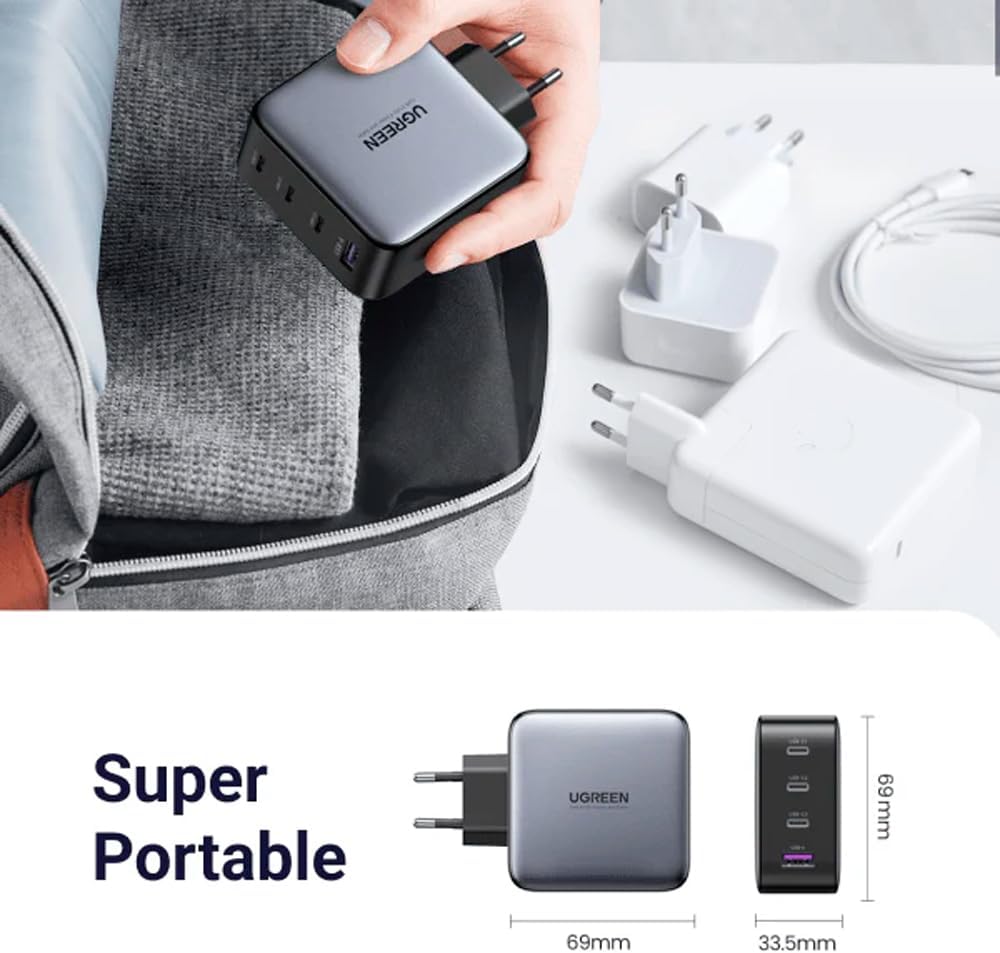 Carregador Parede Usb A/C 100W + Cabo 1.5M Preto, Carregamento Rápido, Ampla Compatibilidade Carregador Parede Usb A/C 100W + Cabo 1.5M Preto, Carregamento Rápido, Ampla Compatibilidade
