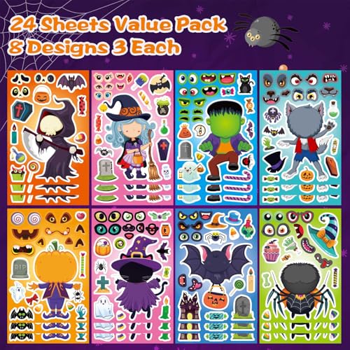 Spirit Halloween Stickers 24 Sheets | Instant Party Decorations with Bats, Spiders & Witches | Non-Toxic UK | Kids Adults Crafts | Gift Favour — photo 2