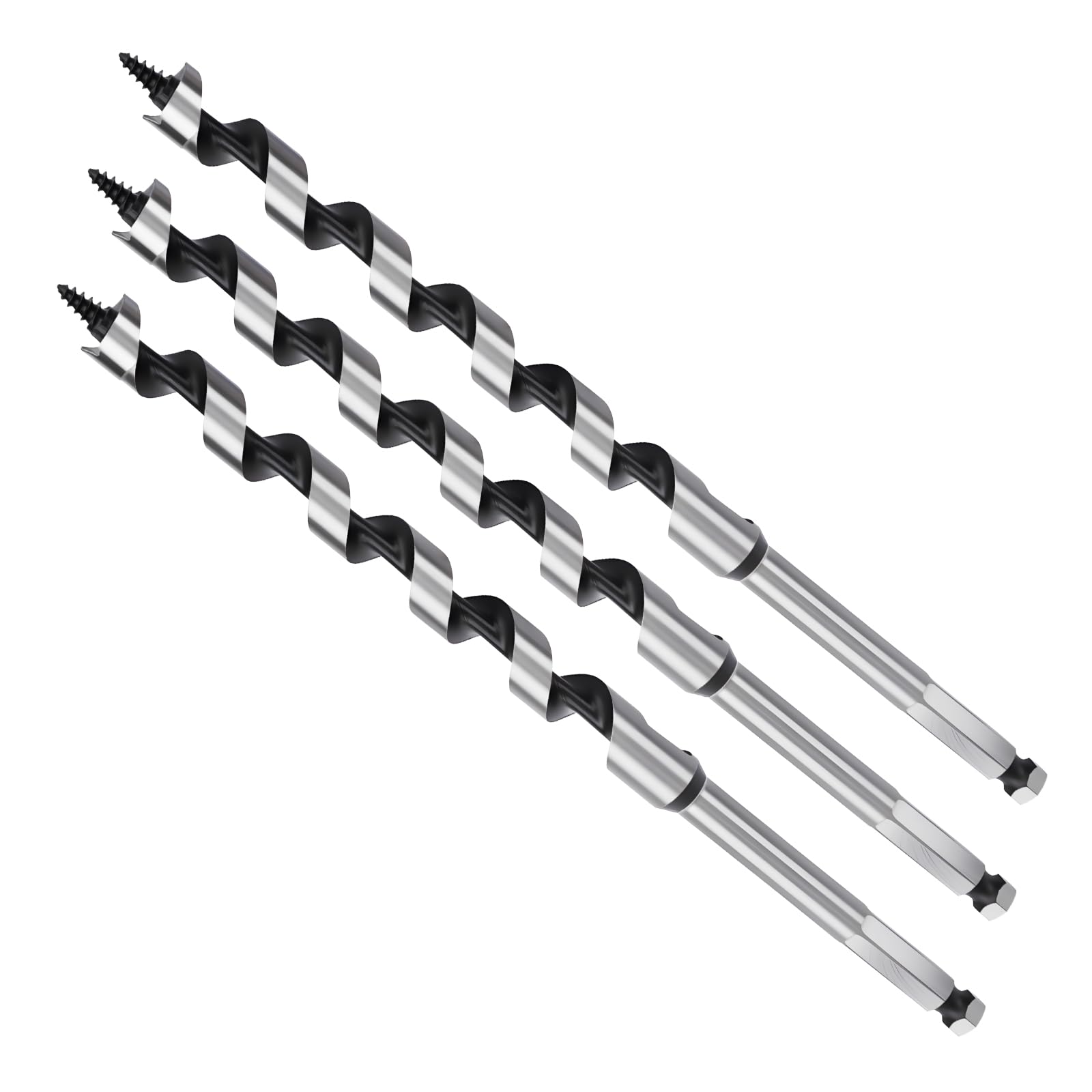 MOXPIFY Wood Auger Drill Bits, 3pcs 14mm Timber Drill Bits 230mm Long Hex Shank, Extra Long Drill Bits Wood For Woodworking (3pcs x 14mm x 230mm) โ image 1