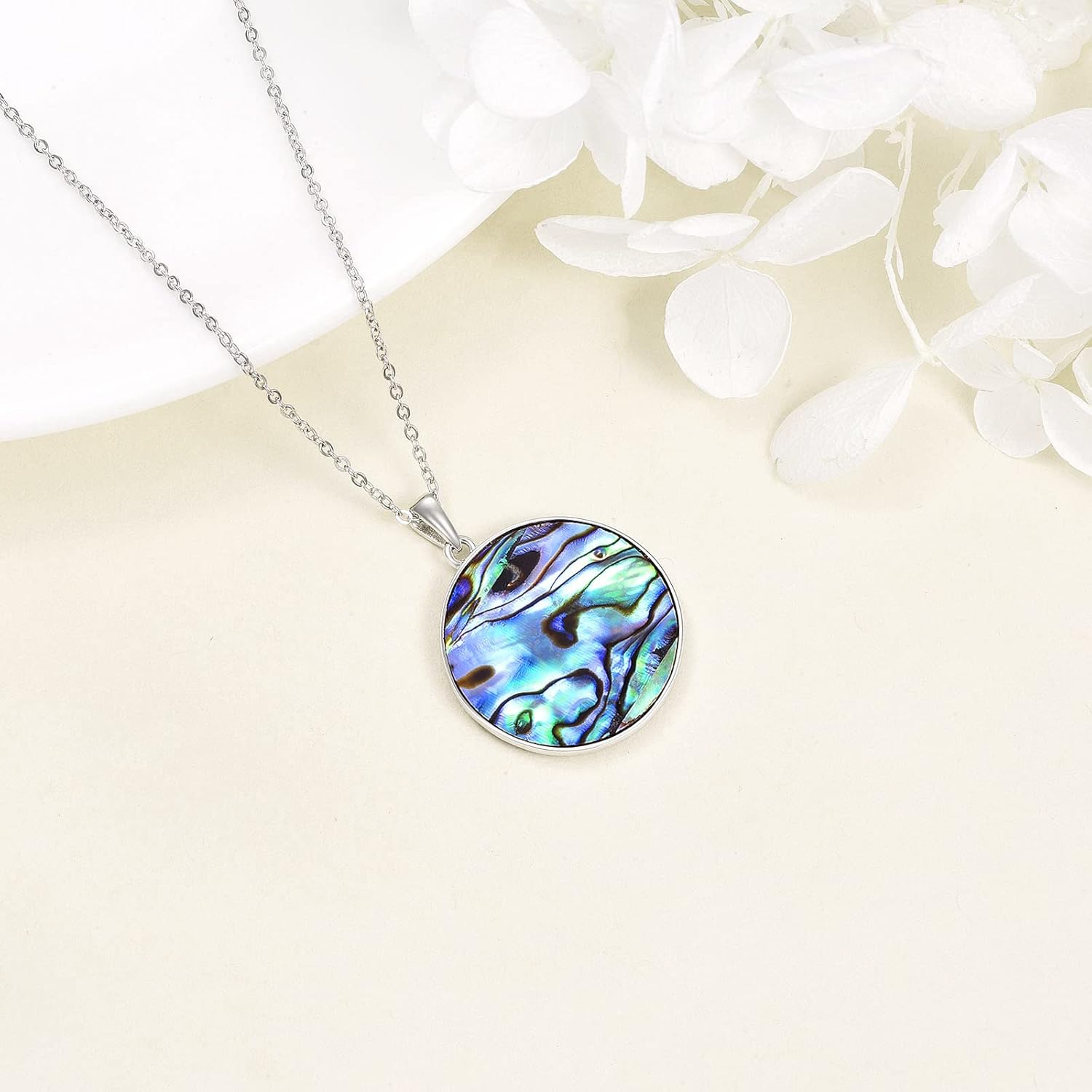 Scottish Thistle Necklace 925 Sterling Silver Abalone Shell Celtic Knot Scotland Flower Pendant Necklaces Love Jewelry Valentine's Day Gifts for Women - Image 3
