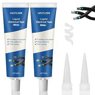 3.38 OZ (100Ml) Liquid Electrical Tape, 2PCS 50ML Insulating Electrical Tape Glue, Waterproof, Fast Drying, High Temperature Resistant (White) - Amazon product rated Grade A