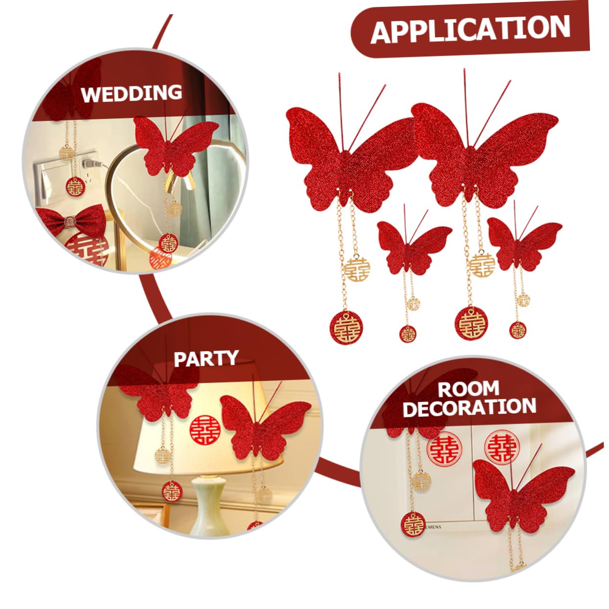 STOBAZA 20 Stk Schmetterlings-ornament Schmetterling Party Dekorationen Schmetterling Dekorationen Braut Aufkleber Hochzeitsdekorationen 3d Rot Festlich Krawatte Funkeln