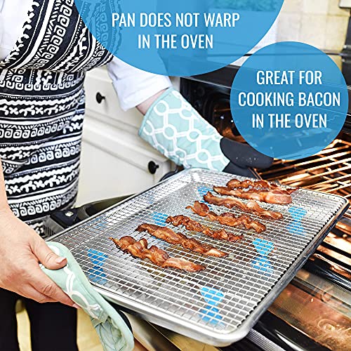 Baking Sheet With Wire Rack Set - Exclusive Silicone Feet Prevent Scratches - Bacon Rack For Oven Pan - Aluminum Half Sheet Pans For Cooking With Stainless Steel Wire Baking Rack For Oven Cooking Rack #TOP3