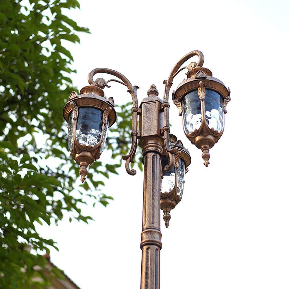 3-świetlna europejska wodoodporna szklana latarnia uliczna w stylu retro, wysoka lampa na słupie, antyczna aluminiowa, wodoodporna, antykorozyjna, na taras, balkon, trawn,315cm