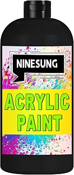Black Acrylic Paint | 7 Fl.oz Acrylic Paints For Canvas Painting | Paint For Glass, Rocks, Canvas, Wood, Ceramics, Fabrics Painting- Art Supplies For Adult Artist Black, 7 Fl Oz