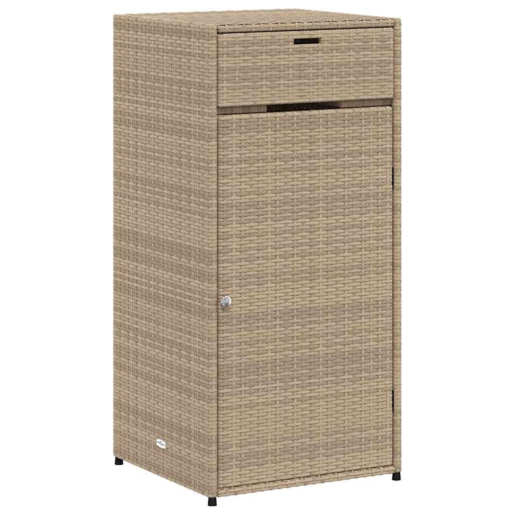 vidaXL Garden Storage Cabinet, Outdoor Storage Box for Balcony Patio Garage, Cupboard with Door, Tool Storage Organiser, Beige Poly Rattan