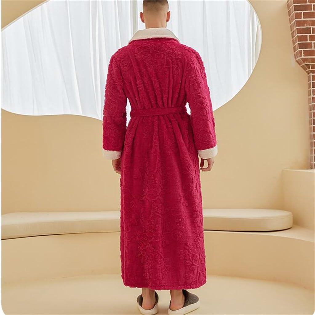 Men's Layered Thickened Cotton Velvet Nightgown, Winter Long And Oversized Velvet Bathrobe