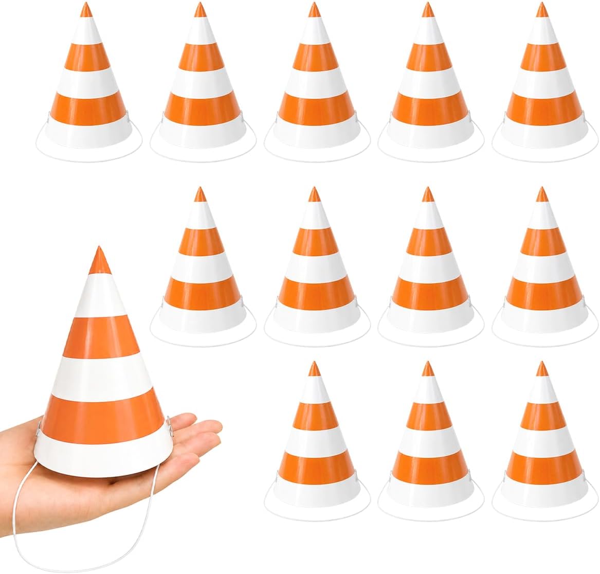 Party Hats Construction Birthday Party Supplies Road Cone Hats, Happy Birthday Hats Party Decorations for Construction Theme 12 PCS