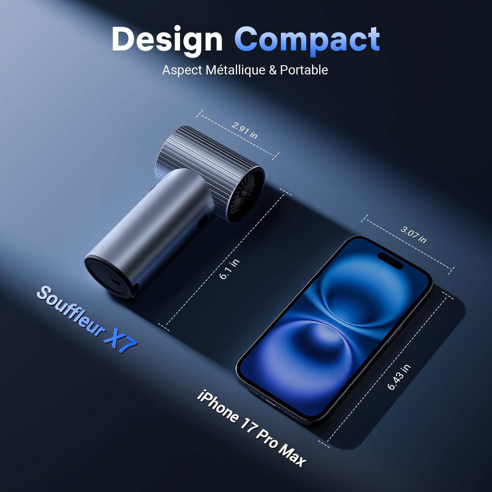 Solareye Souffleur Air Comprimé, 300000 TR/Min de Pulvérisation d’Air Comprimé avec Batterie 75000mAh, Soufflette Voiture, Bombe Air Sec pour Clavier, Électronique, Air Comprimé Nettoyage PC